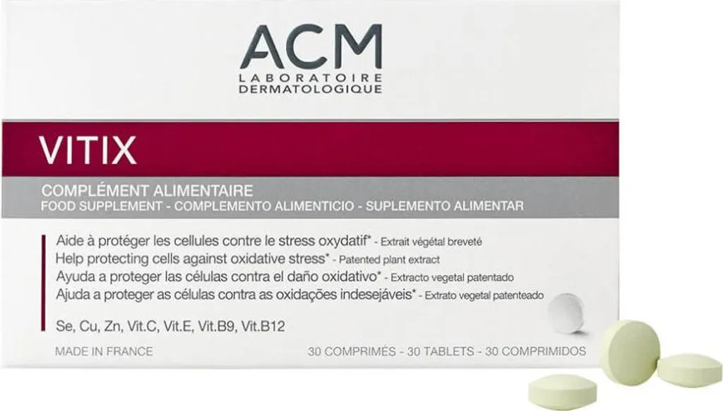 Vitix ACM 30 Comprimés à l'Extrait de Melon Antioxydant pour Pigmentation