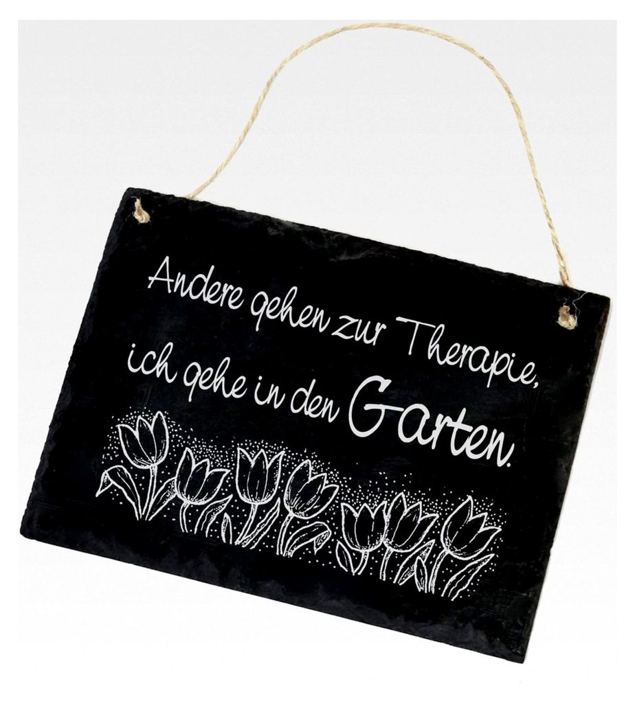 Schiefertafel - Andere gehen zur Therapie, ich gehe in den GARTEN - 22 x 16 cm