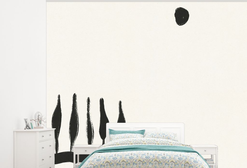 MuchoWow Fototapete für Wohnzimmer oder Schlafzimmer Wandtapete Vinyl Motivtapete Landschaft - Abstrakt - Schwarz und weiß - 275x220 cm - Gemus...