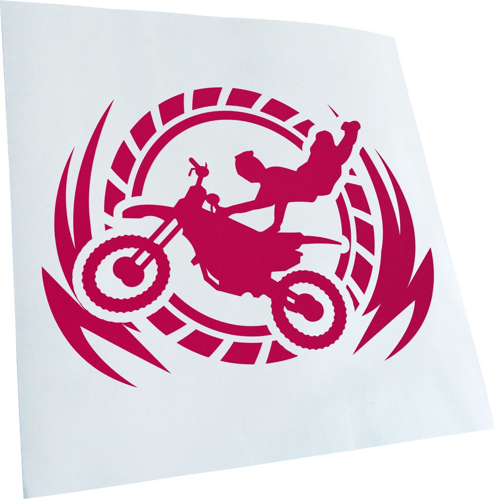 Kiwistar - Autoaufkleber - Motocross Stunt - Pink - 30x21cm - Aufkleber für Auto, Laptop, Fahrrad, LKW, Motorrad mehrfarbig JDM Decal Racing