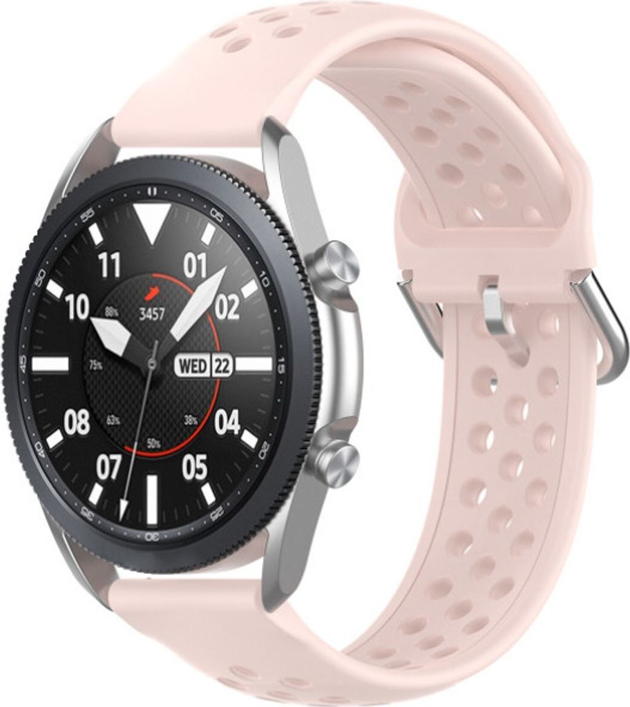 Strap-it Samsung Galaxy Watch 3 45mm Silikonarmband mit Löchern (Hellrosa)