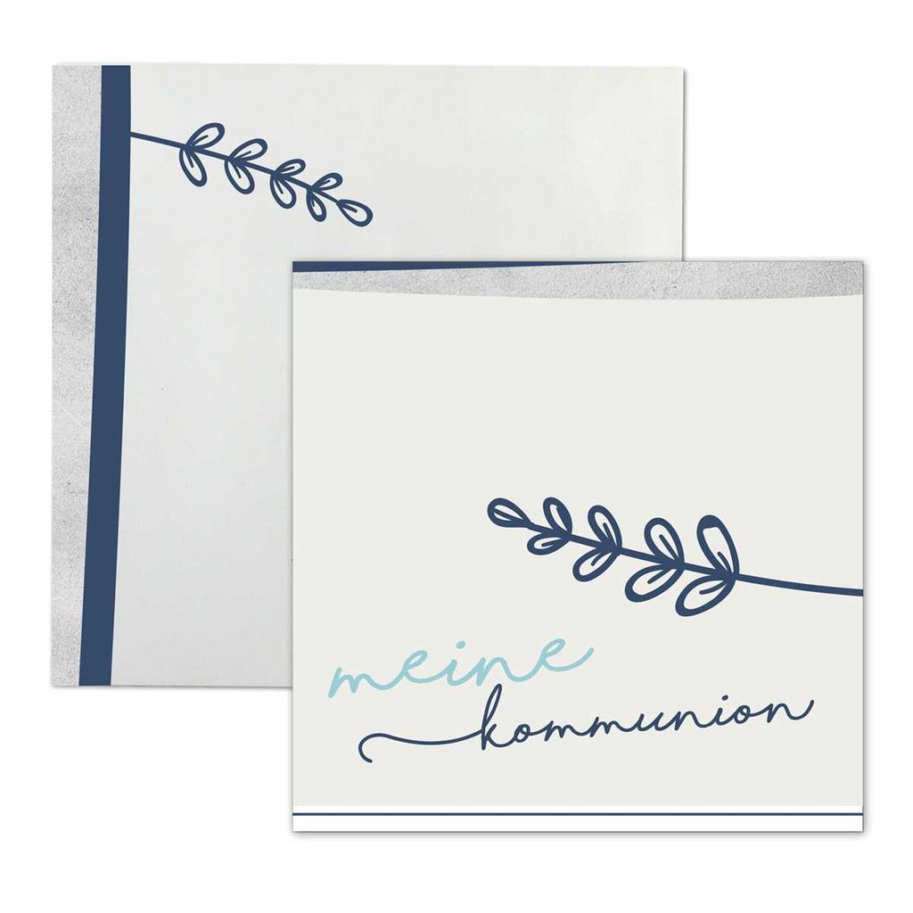20 Einladungskarten zur Kommunion mit Umschlägen I 148 x 148 mm I Set Einladungen zum Ausfüllen I für Kinder Mädchen Jungen in blau I dv_129
