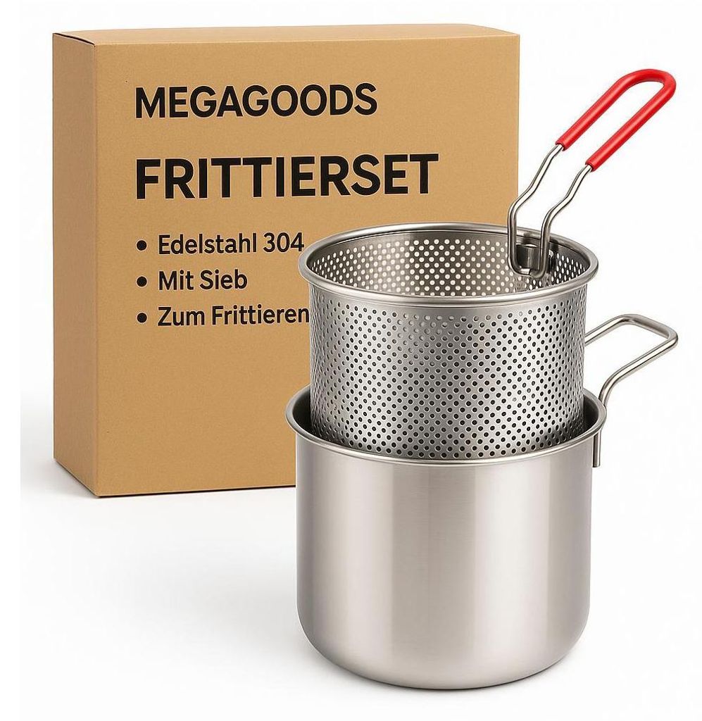 Frittierpfanne Edelstahl 304 mit Sieb für Tempura und Produktbild 
