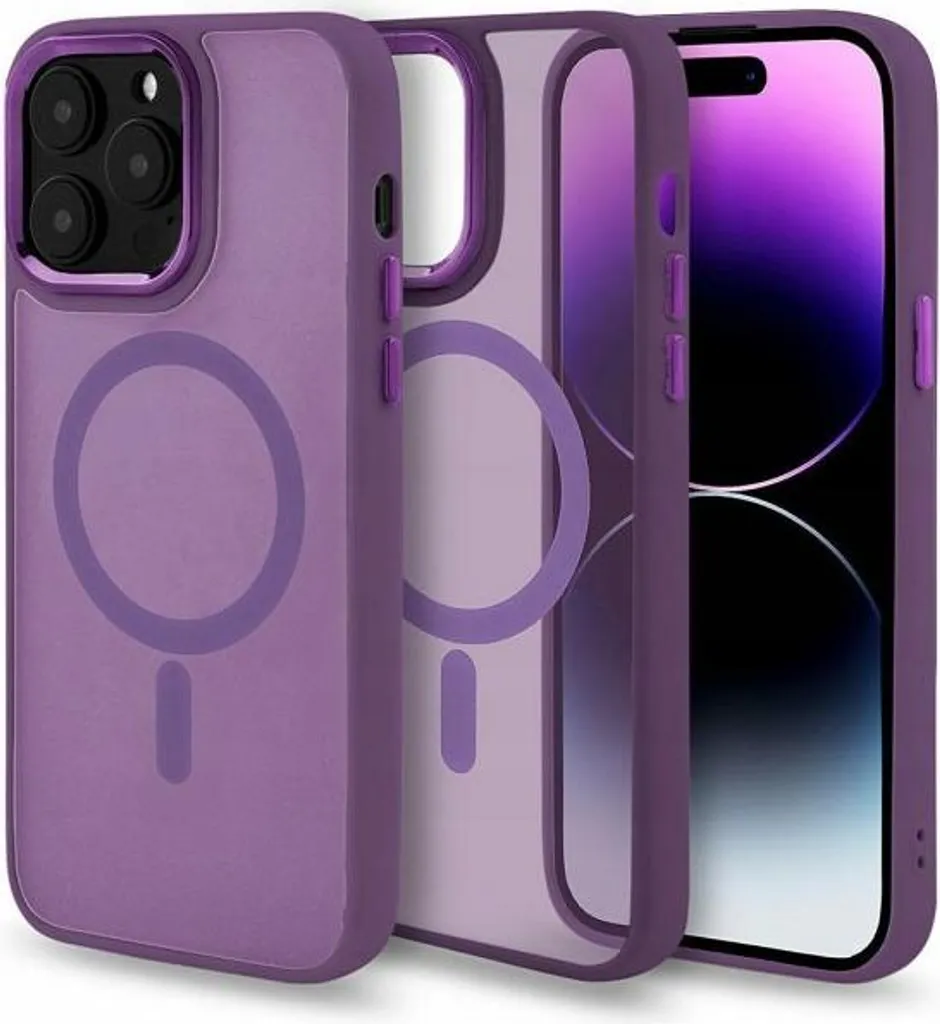 Coque Antichoc iPhone 14 Pro Max MagSafe Mauve Foncé + Verre de Sécurité