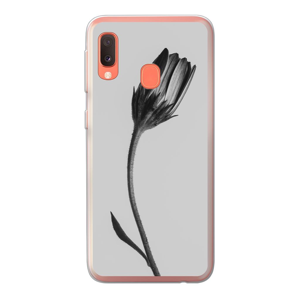 MuchoWow Handyhülle Schutzhülle Hülle für Samsung Galaxy A20e Pflanze - Makro - Schwarz - Weiß Silikon Softcase Handy Hülle - Abdeckung