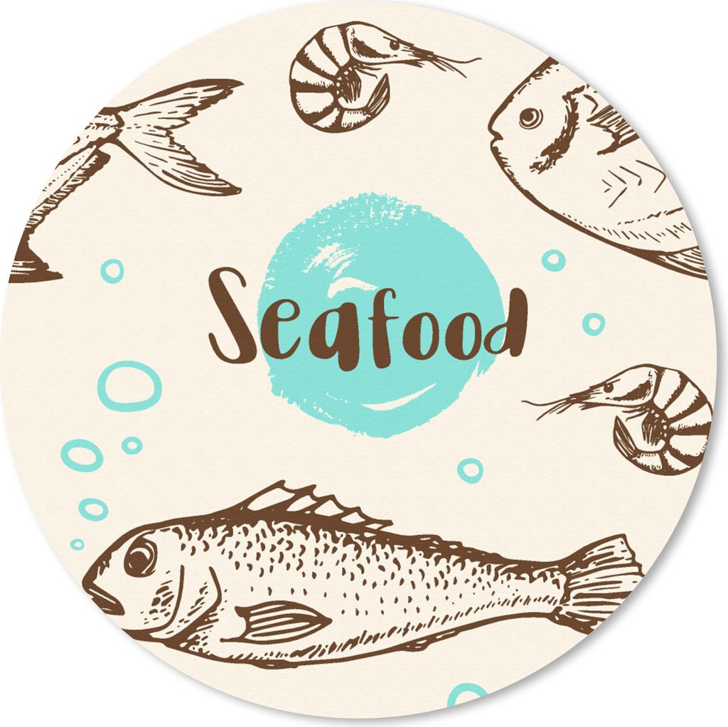 MuchoWow Mauspad Mousepad Lebensmittel - Muster - Fisch 20x20 cm - Mousepads - Maus Mat - Pad - Mausunterlage - Schreibtischmatte