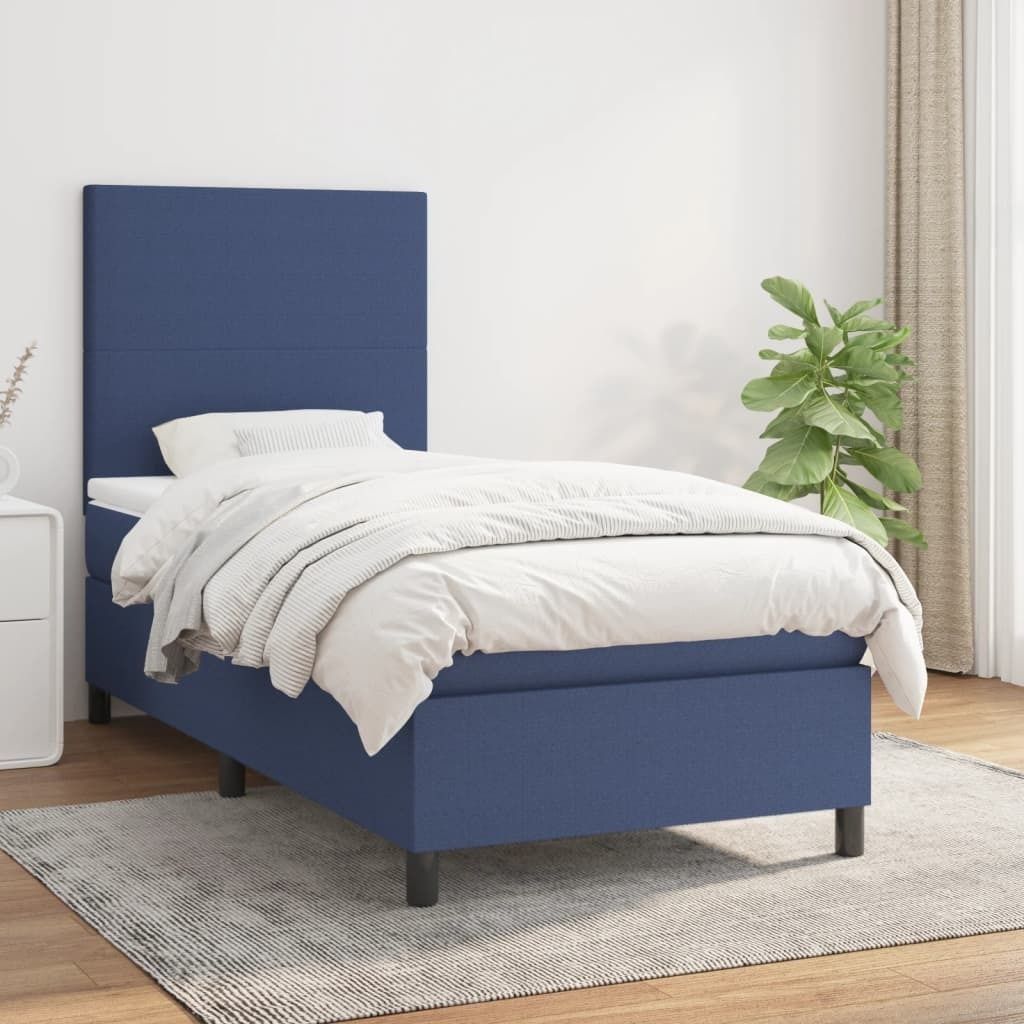 Cloris Designermöbel Boxspringbett mit Matratze Blau 90x190 cm Stoff 2024 Neu