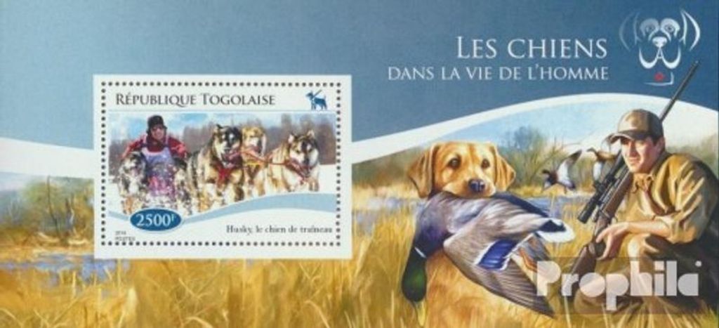 Briefmarken Togo 2014 Mi Block 1105 (kompl. Ausgabe) postfrisch Hunde im Leben der Menschen