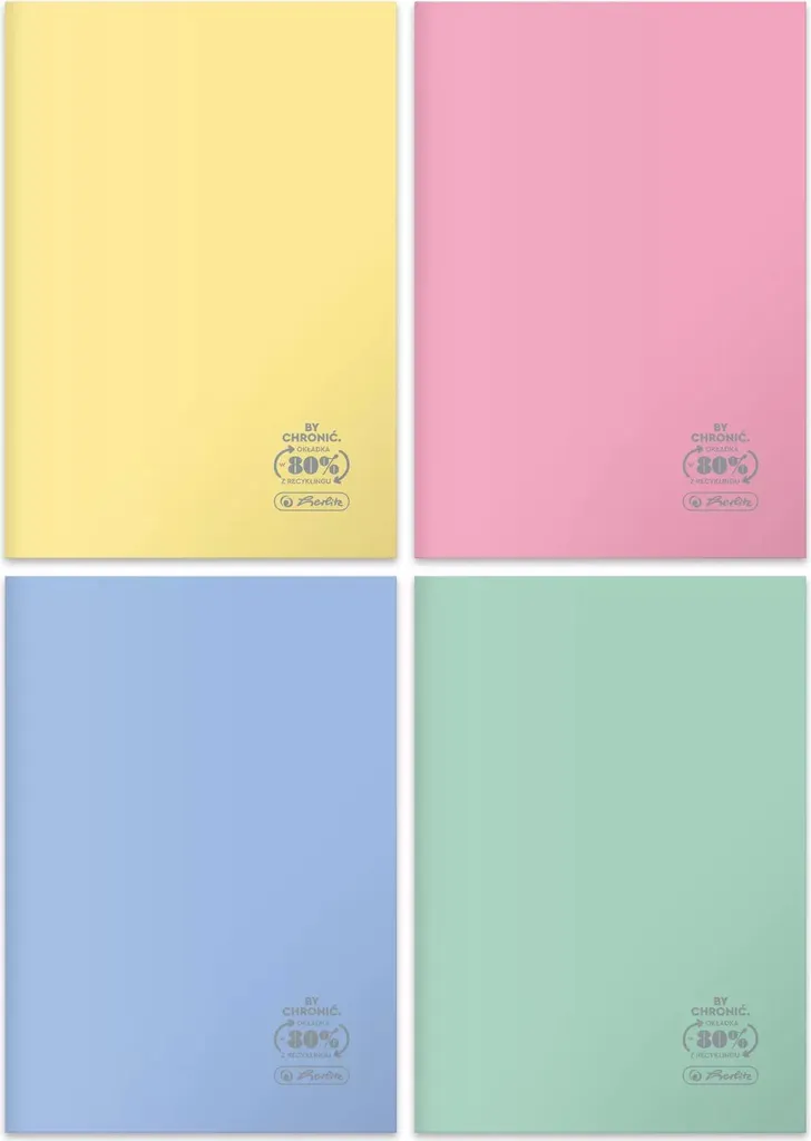 Herlitz A4 Quaderni Pastello 60 Fogli Quadretti - Set 5 Pezzi Eco-PP