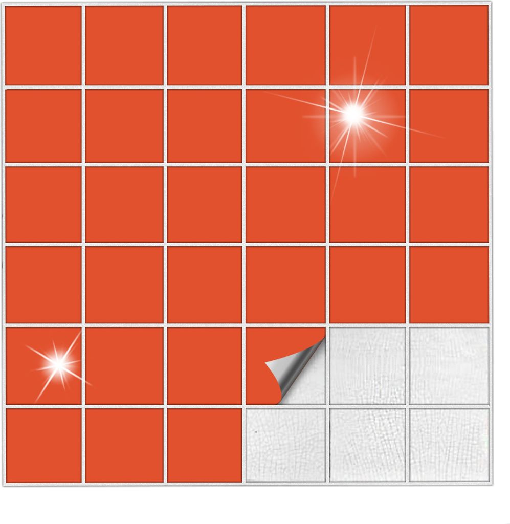 Fliesenaufkleber Für Bad, Küche etc Orange 34 glänzend 7,5 x 7,5 cm 5 Stück