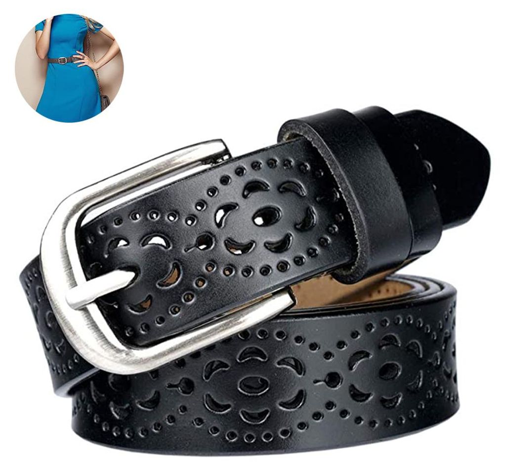 Damen-Ledergürtel mit hohlem Blumenmuster für Jeanshosen, breiter Gürtel für Damen