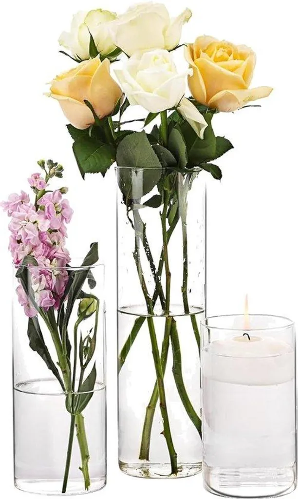 Décoration de table vase rond en verre lot de 3 pour fleurs et fêtes