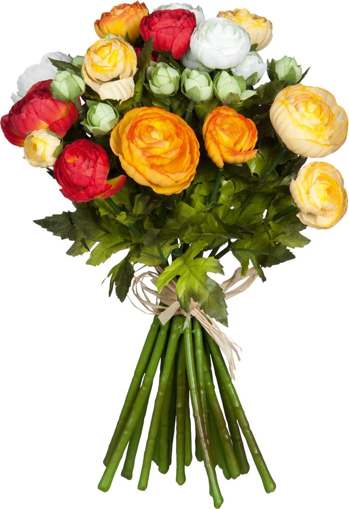 Mica Decorations Ranunkeln Kunstblumenbukett - H35 x Ø26 cm - Orange