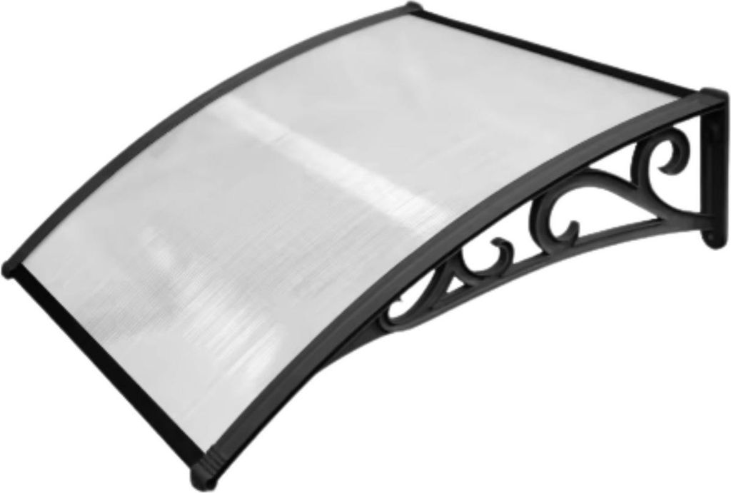 Türvordach & Regenüberdachung 120x75cm – Polycarbonat Sonnenschutz für Tür & Fenster – Wetterbeständig – Schwarz