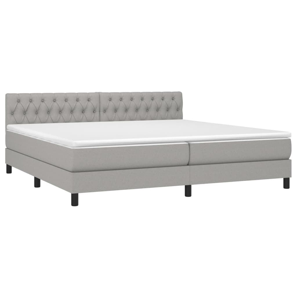 (Robust Möbel)Boxspringbett Modernes/Doppelbett - Polsterbett Erwachsene/r /Kind - mit Matratze Hellgrau 200x200cm Stoff - Klassische Betten D...