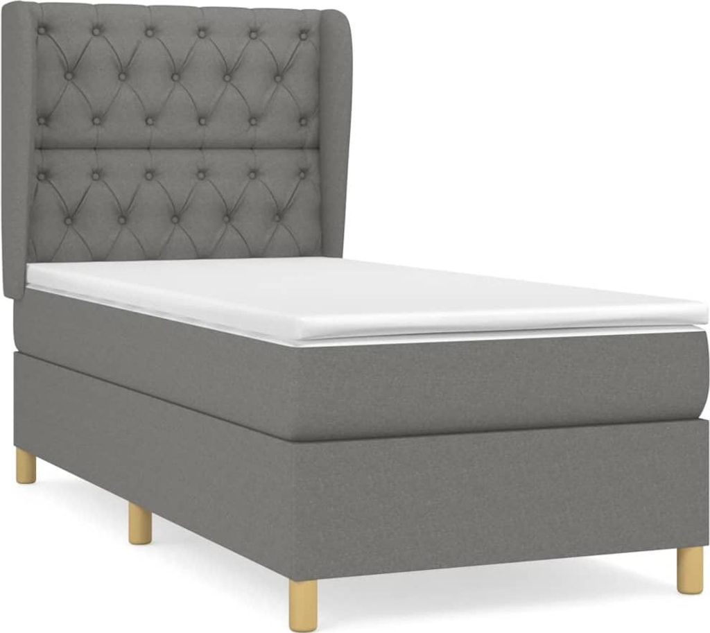 vidaXL Boxspringbett mit Matratze Dunkelgrau 80x200 cm Stoff