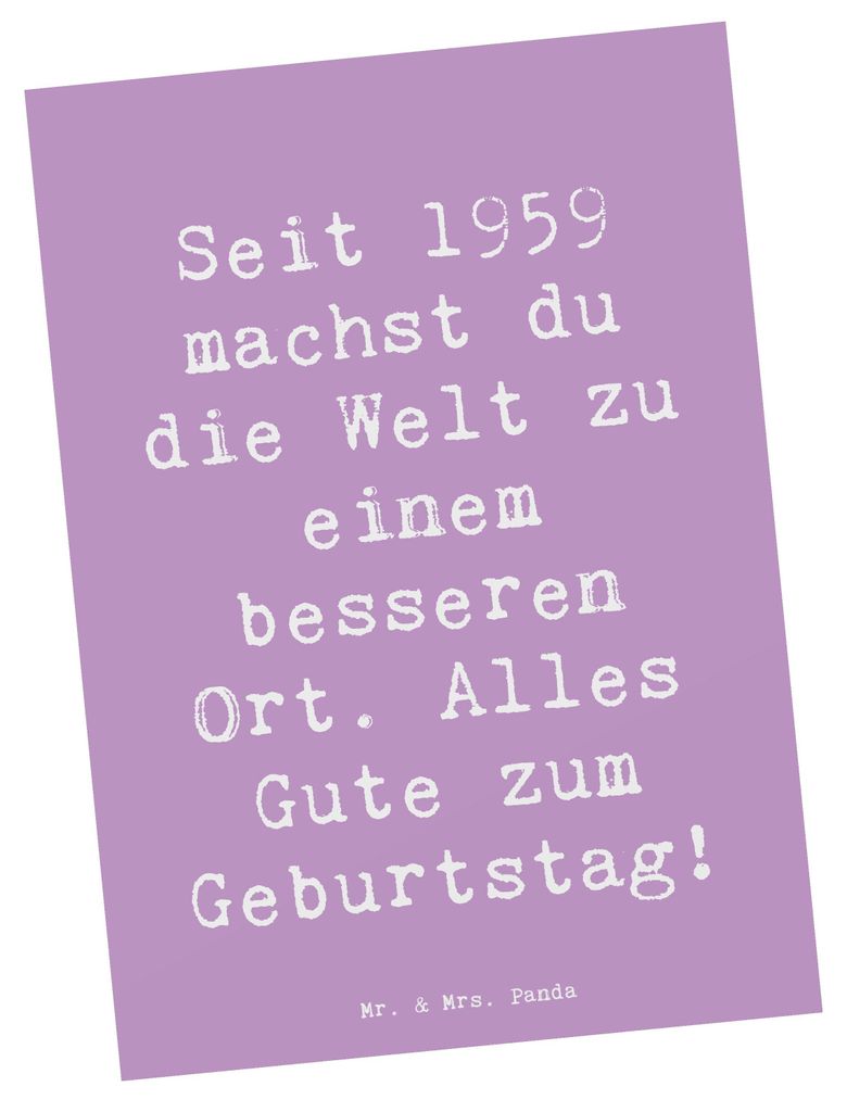Mr. & Mrs. Panda Postkarte Spruch 1959 Geburtstag - Lavendeltraum - Geschenk, Happy Birthday, Geburtsjahr, Alles gut zum, Fotokarte, Ansichtskarte,...