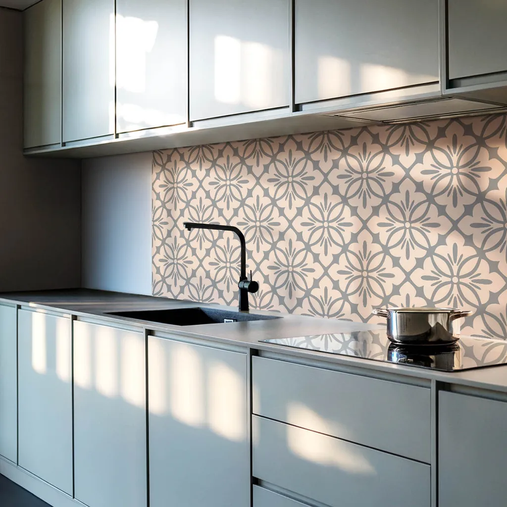 Mattonelle Adesive PVC 30x30 cm - Decoro Floreale per Cucina e Bagno - 2