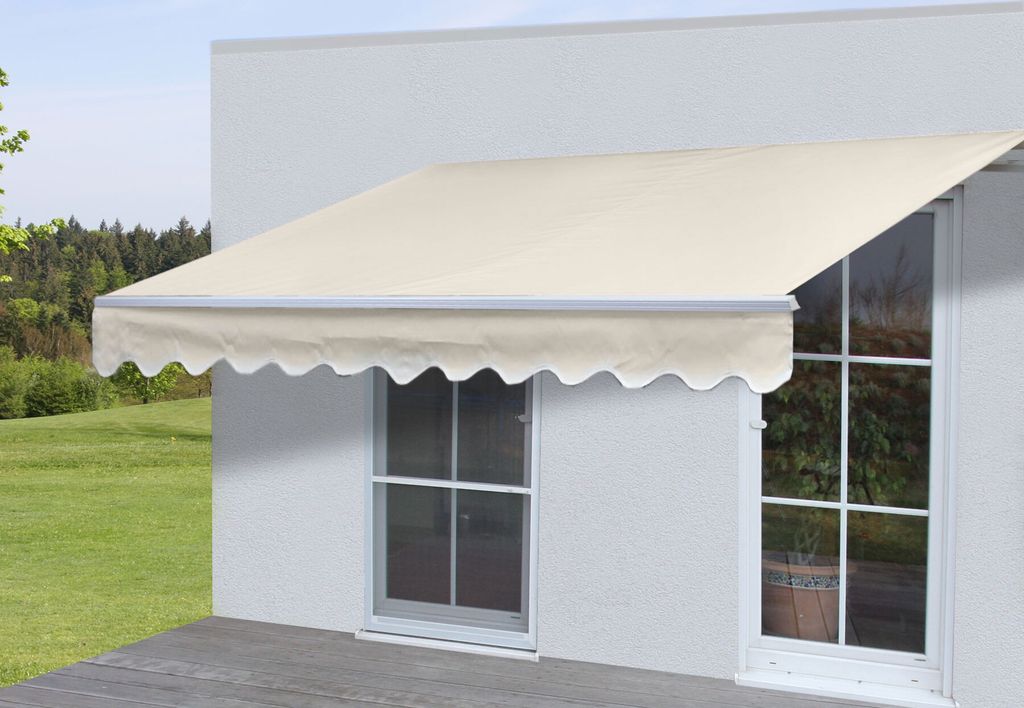 Alu-Markise H792, Gelenkarmmarkise Sonnenschutz 5x3m Polyester Creme