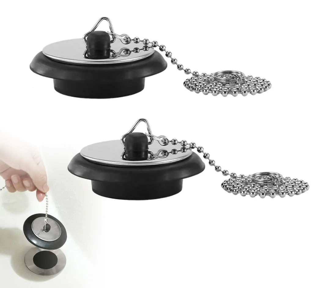 Bouchon en Caoutchouc de 40 mm avec Chaîne Métal pour Salle de Bains