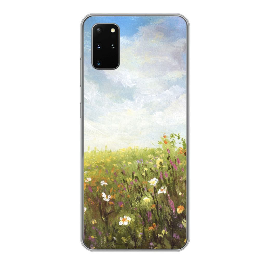MuchoWow Handyhülle Schutzhülle Hülle für Samsung Galaxy S20 Plus Sommer - Blumen - Ölfarbe Silikon Softcase Handy Hülle - Hartschale