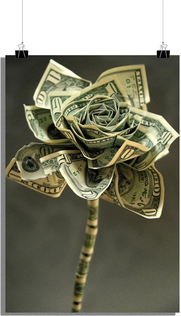 Flower Poster - Geld Poster - Origami Poster - Fotografie Poster - 51x71cm - Perfekt zum Einrahmen