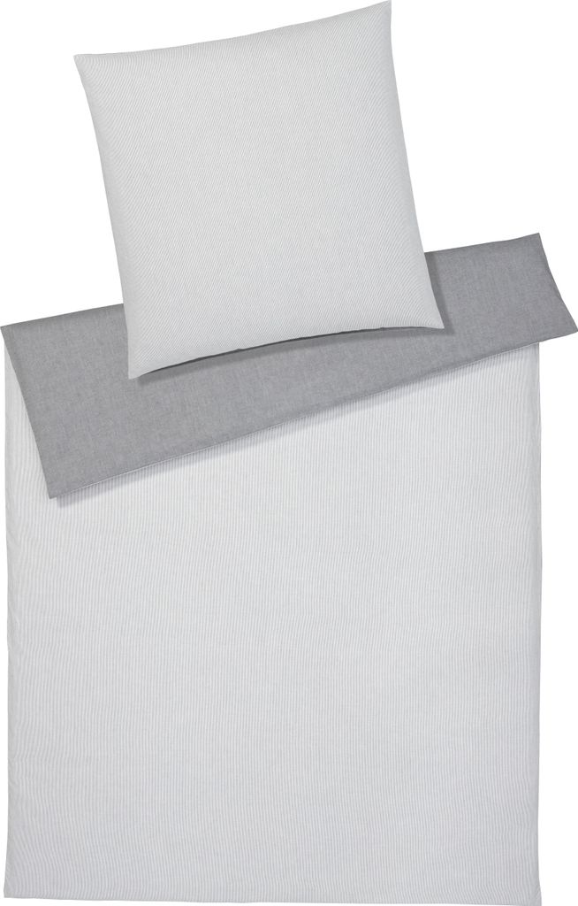 elegante Soft-Flanell-Bettwäsche-Garnitur Tender Farbe silver Größe 140x220+70x90