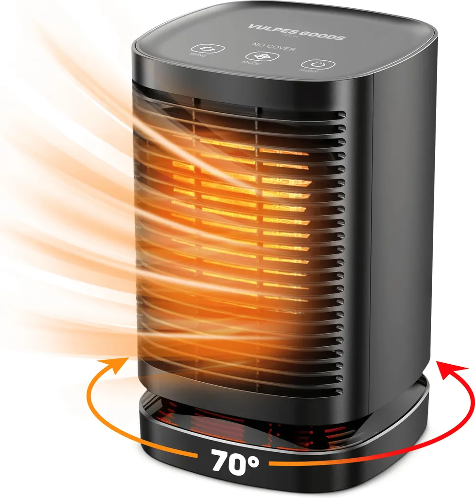 Chauffage d'appoint électrique en céramique 950W avec oscillation 70°