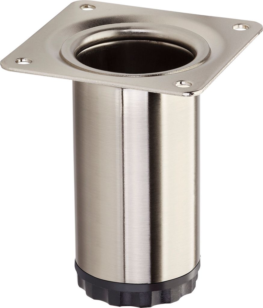 Möbelfuß BRAVO Höhe 80 mm (+ 10 mm) Ø 40 mm Edelstahloptik höhenverstellbares Schrankbein aus Stahl Stützfuß belastbar bis 50 kg SOTECH