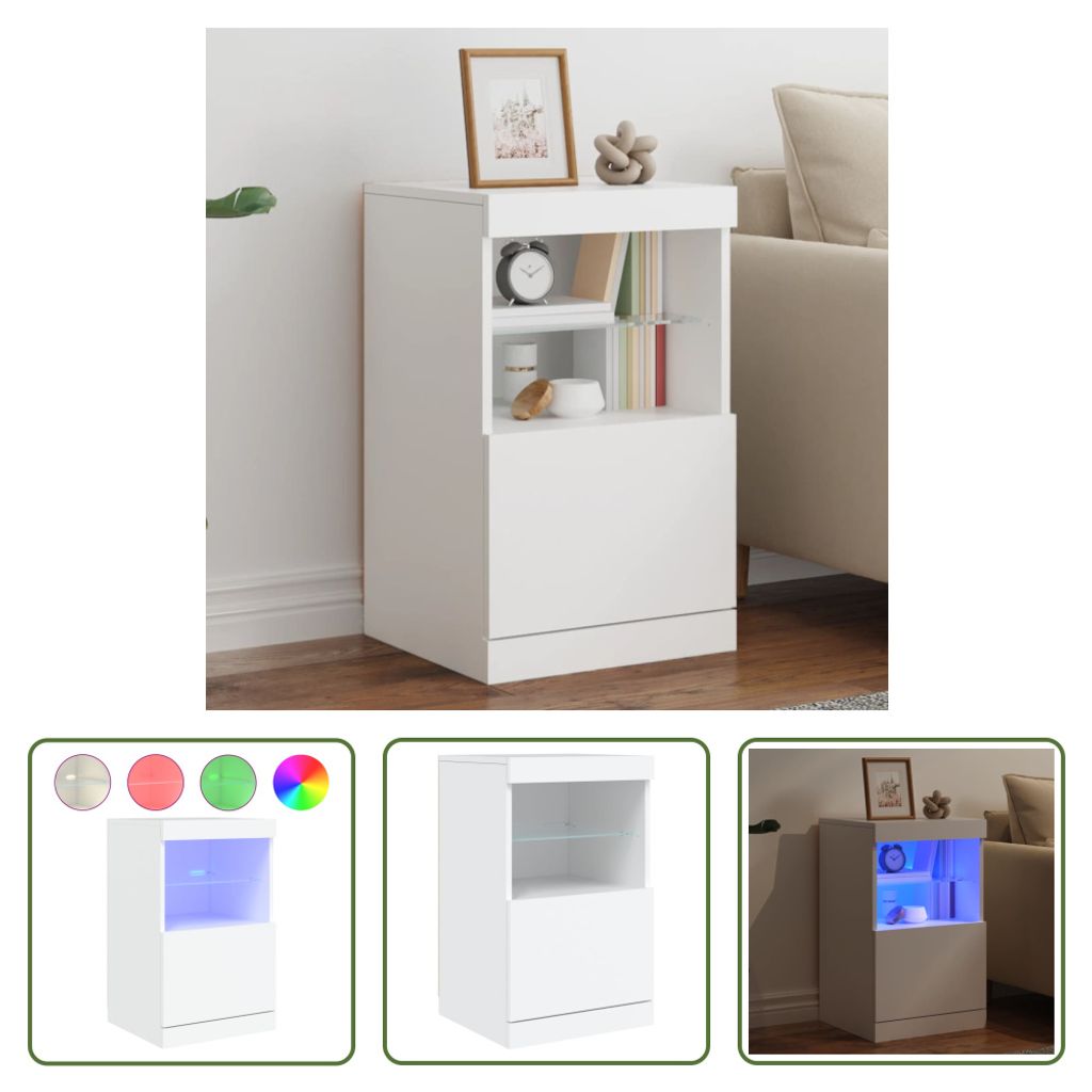 The Living Store Sideboard mit LED-Leuchten Weiß 41x37x67 cm