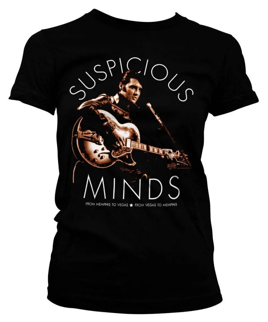 T-shirt noir femme Elvis Presley, haut coton qui ne déteint pas