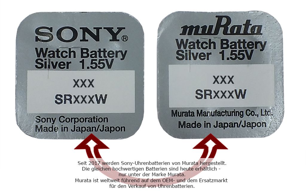 Sony 377 Uhren-Batterie Knopfzelle SR626SW SR626 AG4 Silberoxid NEU 1x Murata 