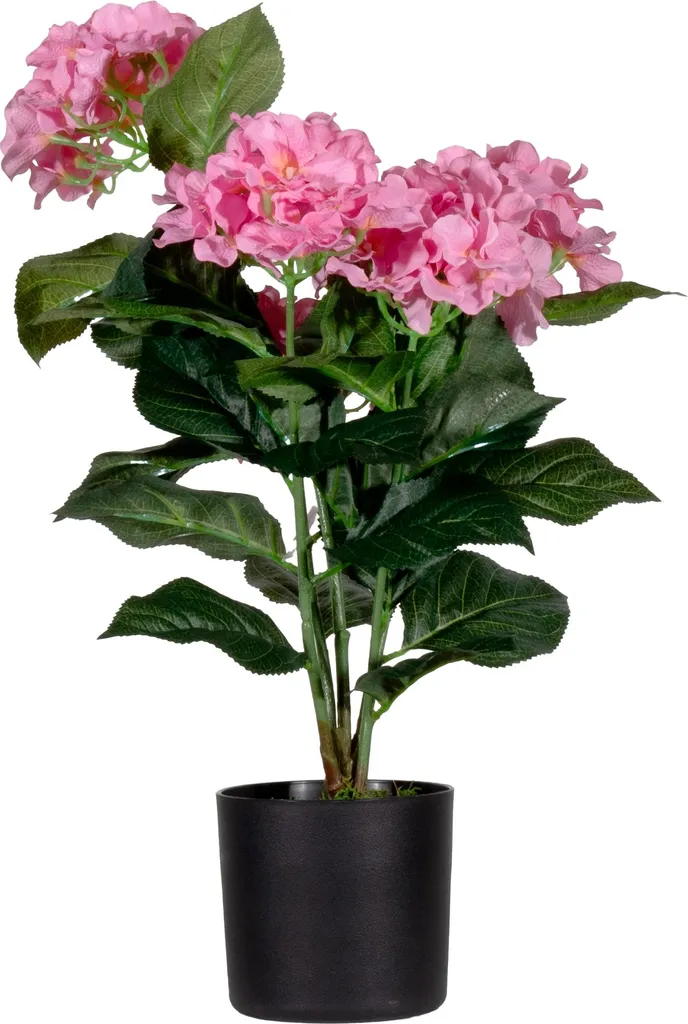 PAPERFLOW Plante artificielle Hortensia rose 55 cm pot de décoration