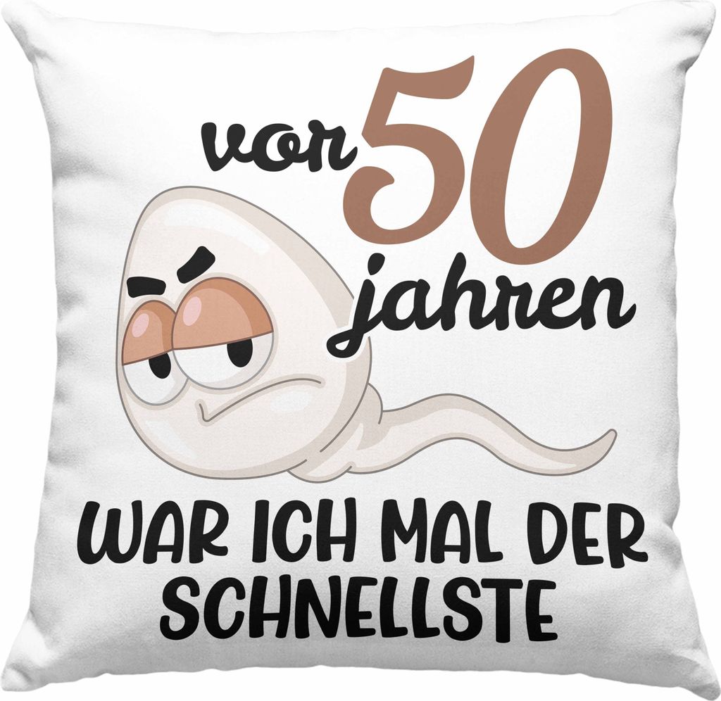 Trendation - 50. Geburtstag Deko-Kissen mit Füllung 40x40 Mann Geschenk 50er Geschenkidee 50 Vater Männer Lustig Geschenke 50 Jahre Alt Mann Män...