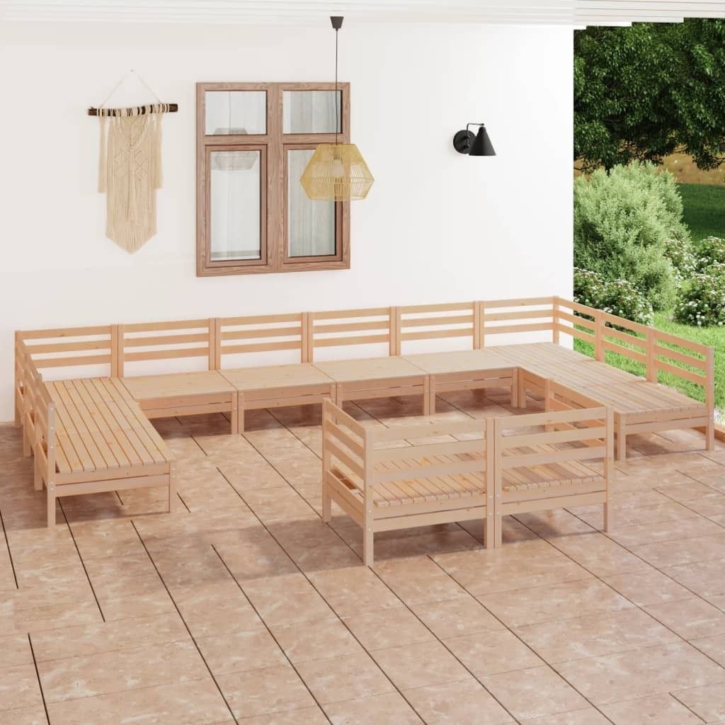 Maison Exclusive - 12-tlg. Garten-Lounge-Set Massivholz Kiefer