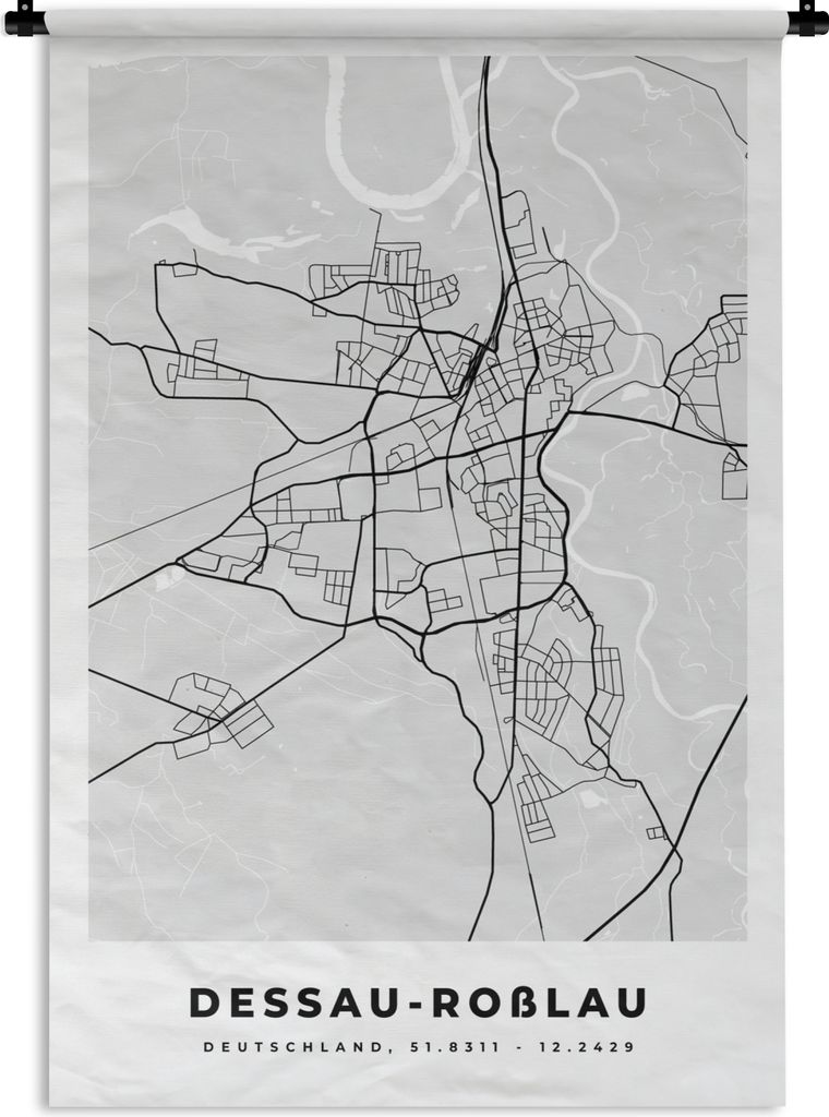 MuchoWow Wandteppich Wandbehang Deutschland - Stadtplan - Karte - Dessau-Roẞlau 90x135 cm Tapisserie Dekoration Wandtuch - Baumwolle - Wandskul...