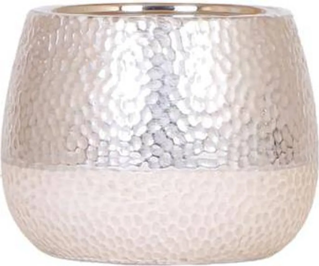 Cache-pot brillant argenté 12cm en céramique haut de gamme design chic