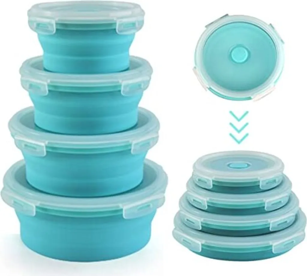 Lunch Box Silicone Pieghevole per Bambini: Set 4 Ciotole Bento Colorate