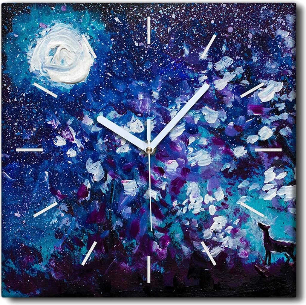 Coloray Uhr auf Leinwand 30x30 cm Wand Uhr Dekoration Wohnzimmer Segeltuch weiße Zeiger -Die Abstraktion des Mondes