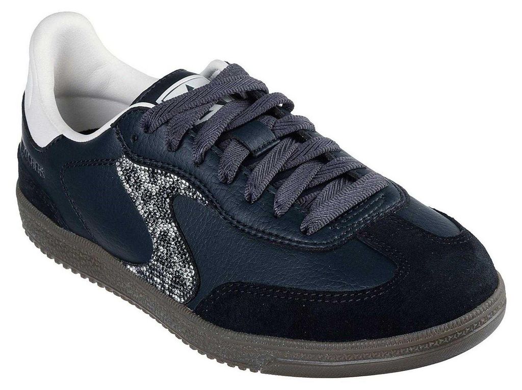 Skechers - Leo-Muster Sneaker für Damen, Leder, Niedrig geschnitten GT17337 (38 EU) (Schwarz)