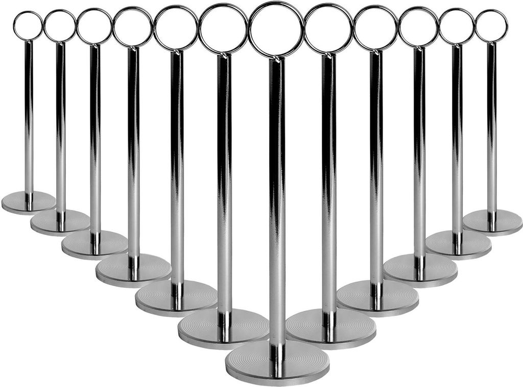12x Silber 20cm Tischnummernhalter - Hochzeitsplatzkartenschild Stand Set, Fotomenü -Anzeige, Metall Party Dekoration - nach Argon -Tabellengeschirr