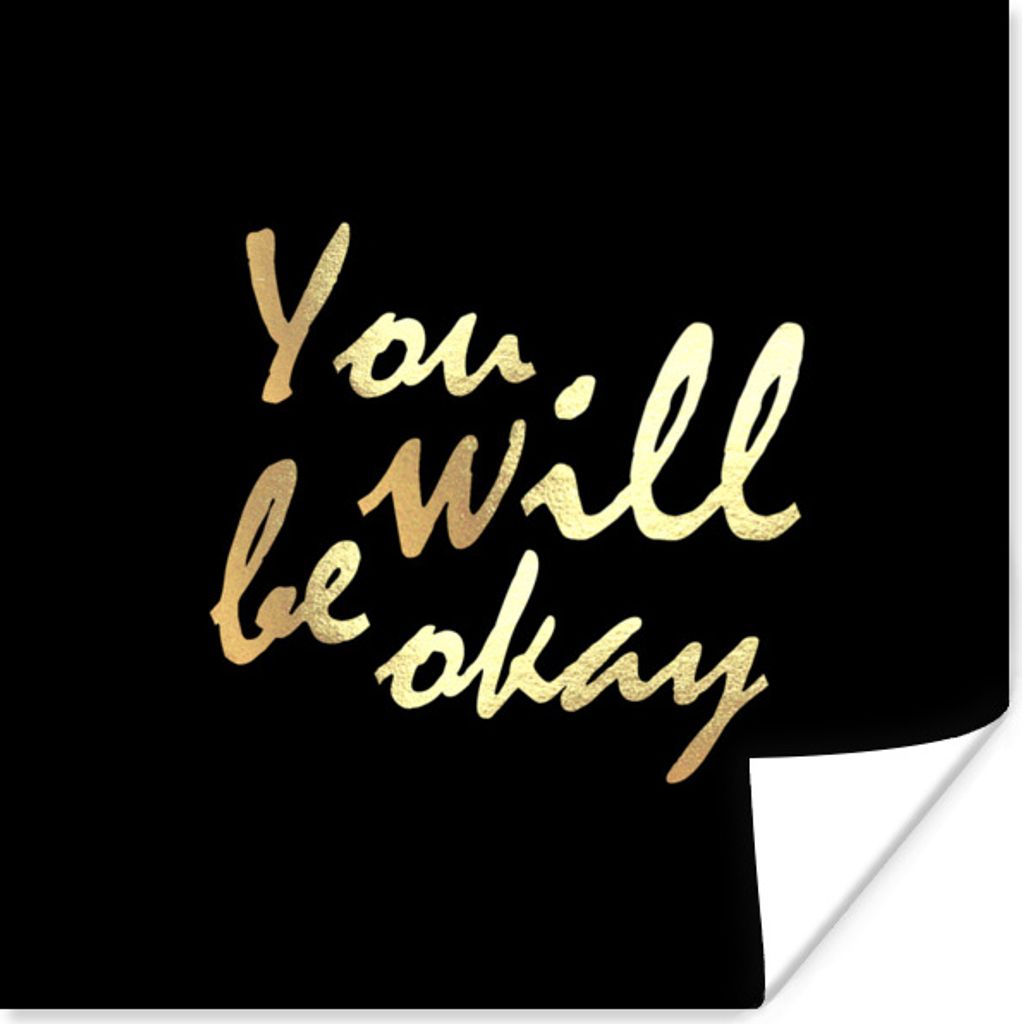 MuchoWow Poster Zitat - Motivation - Gold - Schwarz 50x50 cm - Wohnzimmerdekoration