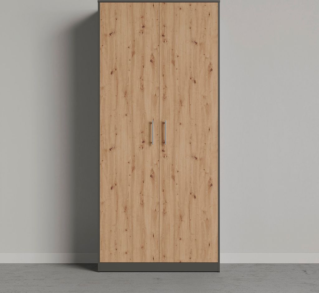 SMARTBett Schrank Kleiderschrank Aktenschrank 100 cm Anthrazit/Wildeiche