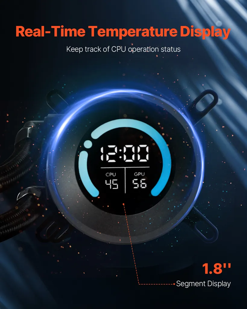 Dissipatore Liquido CPU VEVOR 120mm AIO Fan 2200RPM Display OLED Gaming - 3