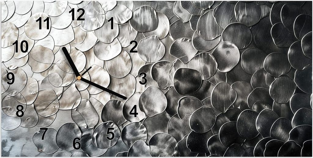 Wanduhr aus Glas mit Motiv Metallic Schuppen- 60 x 30 cm - inkl. Aufhängesystem