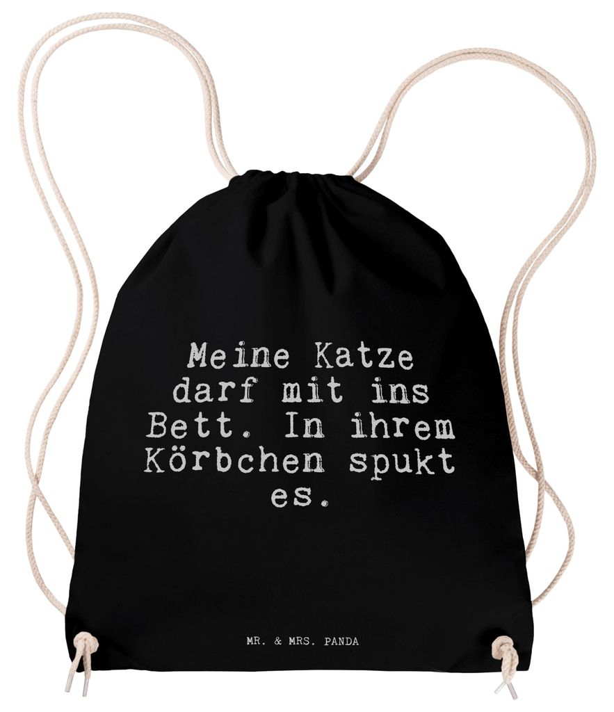 Mr. & Mrs. Panda gymnastiktasche Meine Katze darf mit... - Schwarz - Geschenk, wander rucksack, Liebe, Turnbeutel, Kater, Beutel, Sprüche, gym tas...