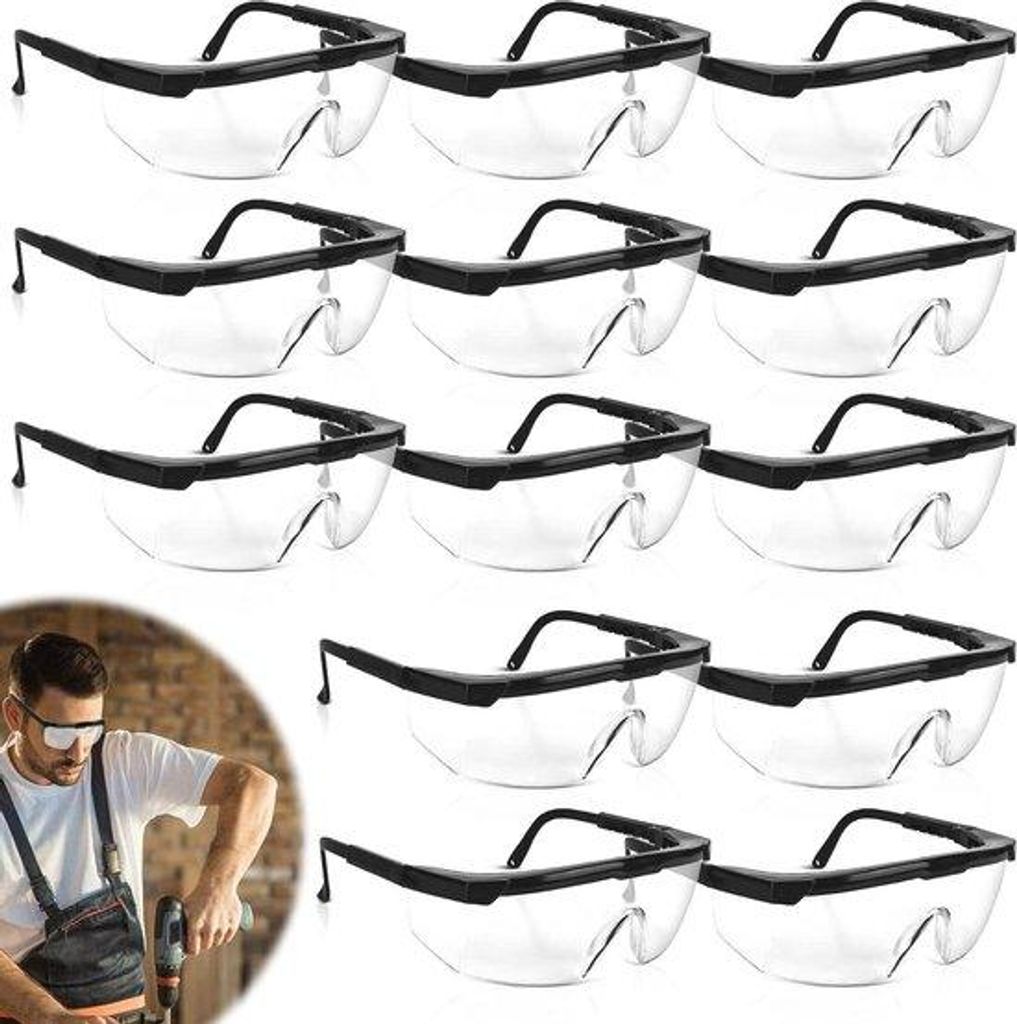 Schutzbrille für Brille Träger - Anpassbare Schutzbrille - Laborbrille - Motorbrille - Leichte Schutzbrille für Baustellen Werkstatt Fahrrad - 1...