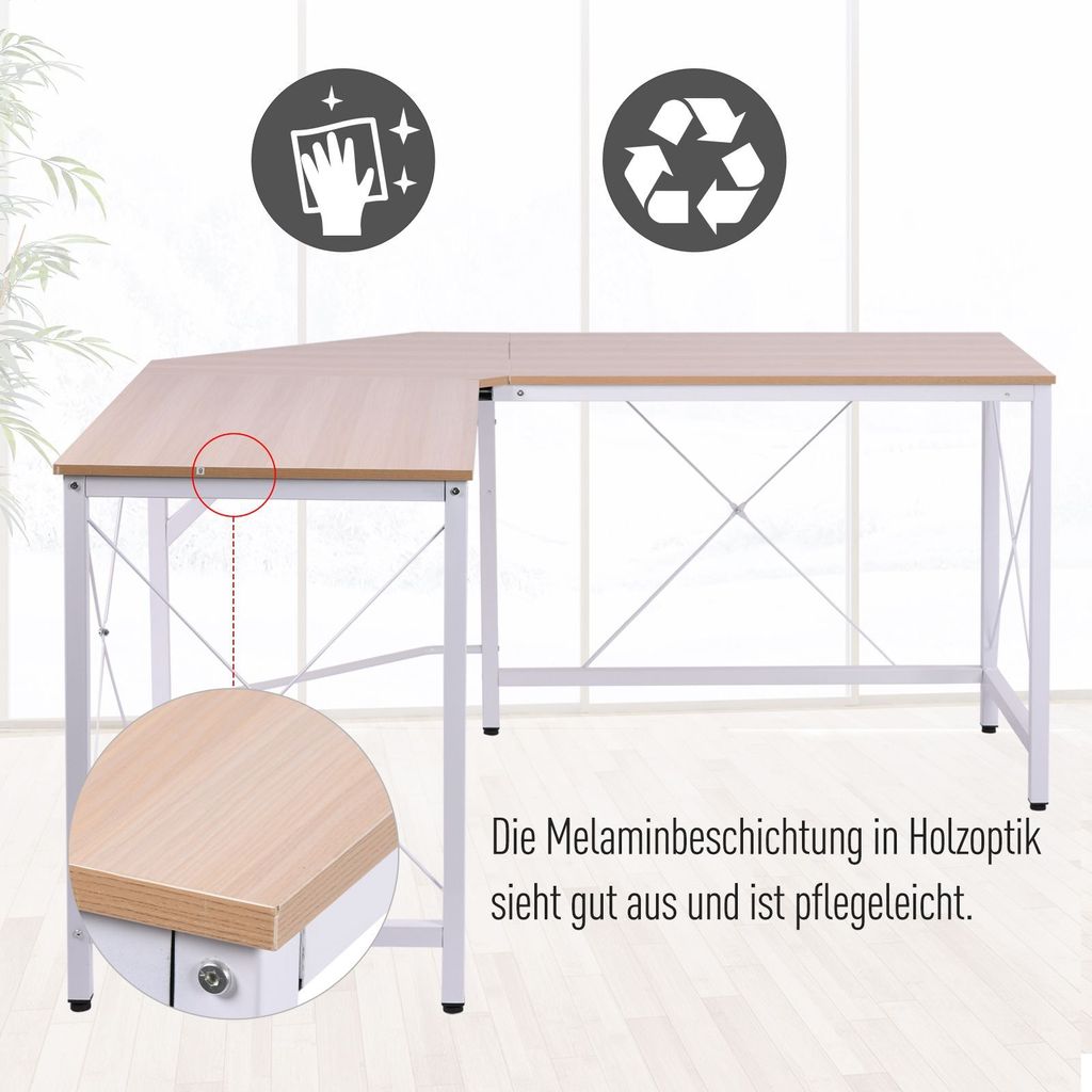 HOMCOM Computertisch Schreibtisch L-Form Arbeitstisch Produktbild 3