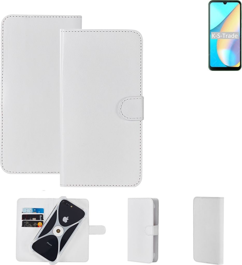 K-S-Trade Handy Hülle Schutz Hülle kompatibel mit Blackview OSCAL C20 Pro Cover Case Bookstyle Bumper weiß 1x