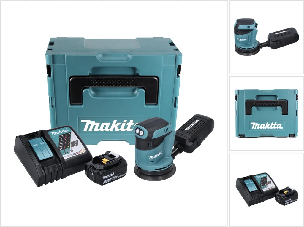 Makita DBO180RF1J Ponceuse excentrique 18V avec batterie 3Ah et Makpac